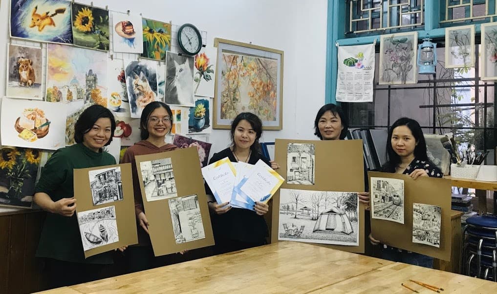 [HN] Bài tốt nghiệp khóa Ký Họa 17 Thái Hà tháng 3