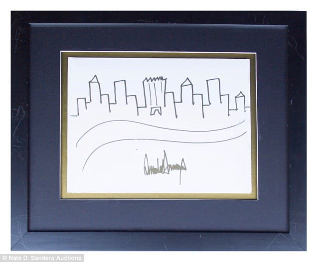 Bức tranh ký họa New York của Tổng thống Mỹ Donald Trump được bán với mức giá kỷ lục 29.000USD