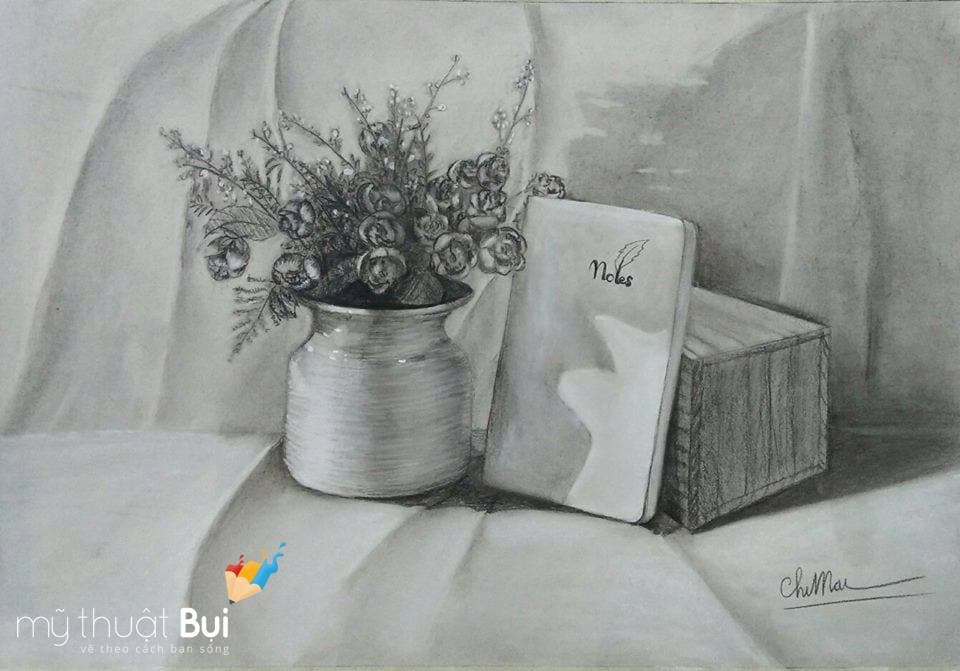 Bài tốt nghiệp khóa hình họa tháng 3 tại Mỹ Thuật Bụi