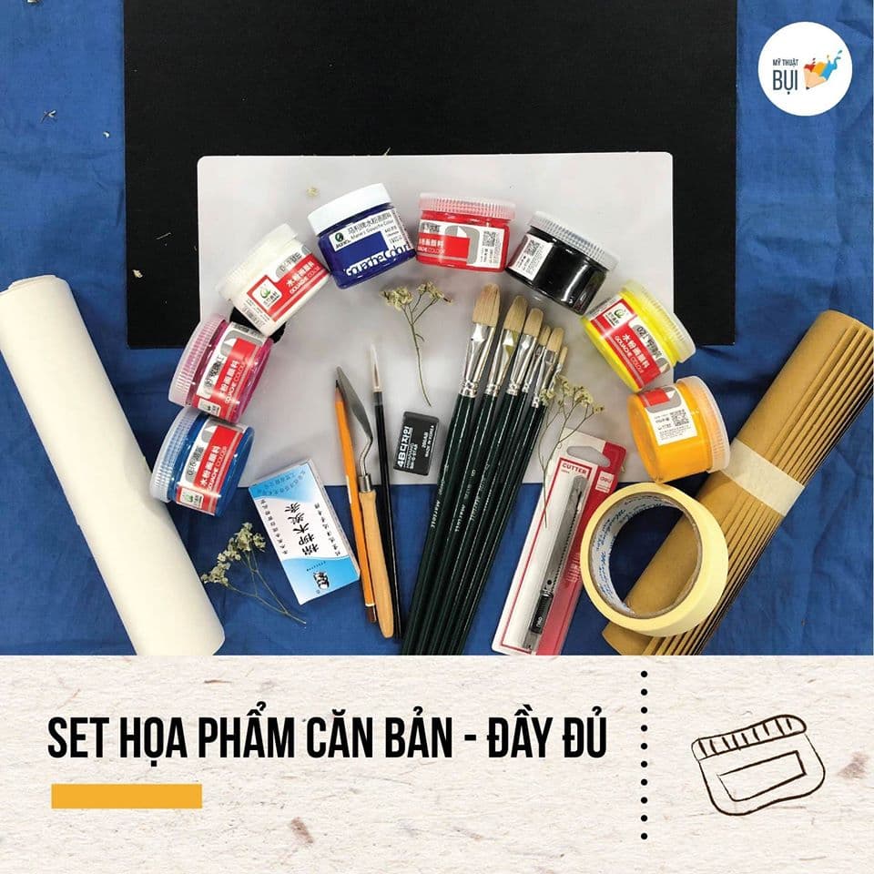 "Đập hộp" Bộ hoạ cụ căn bản của Mỹ Thuật Bụi