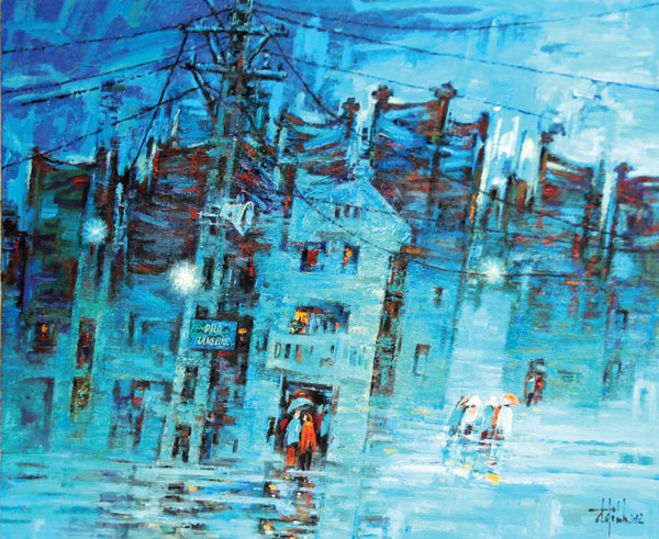 VŨ ĐĂNG ĐÍNH - Hà Nội mùa mưa. Sơn dầu. 100x120cm. 2012