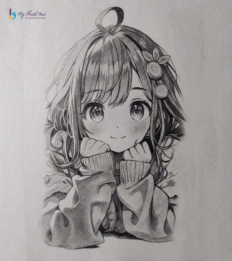 Hình vẽ anime nữ bằng bút chì