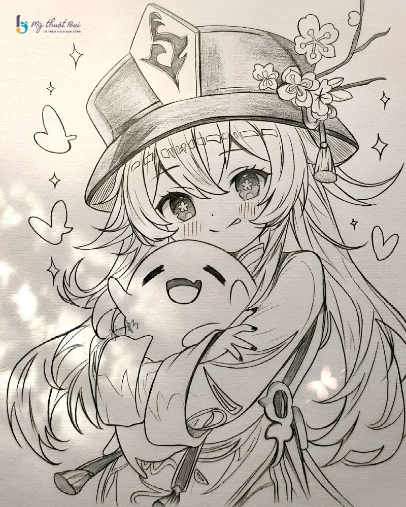 Hình vẽ anime nữ bằng bút chì