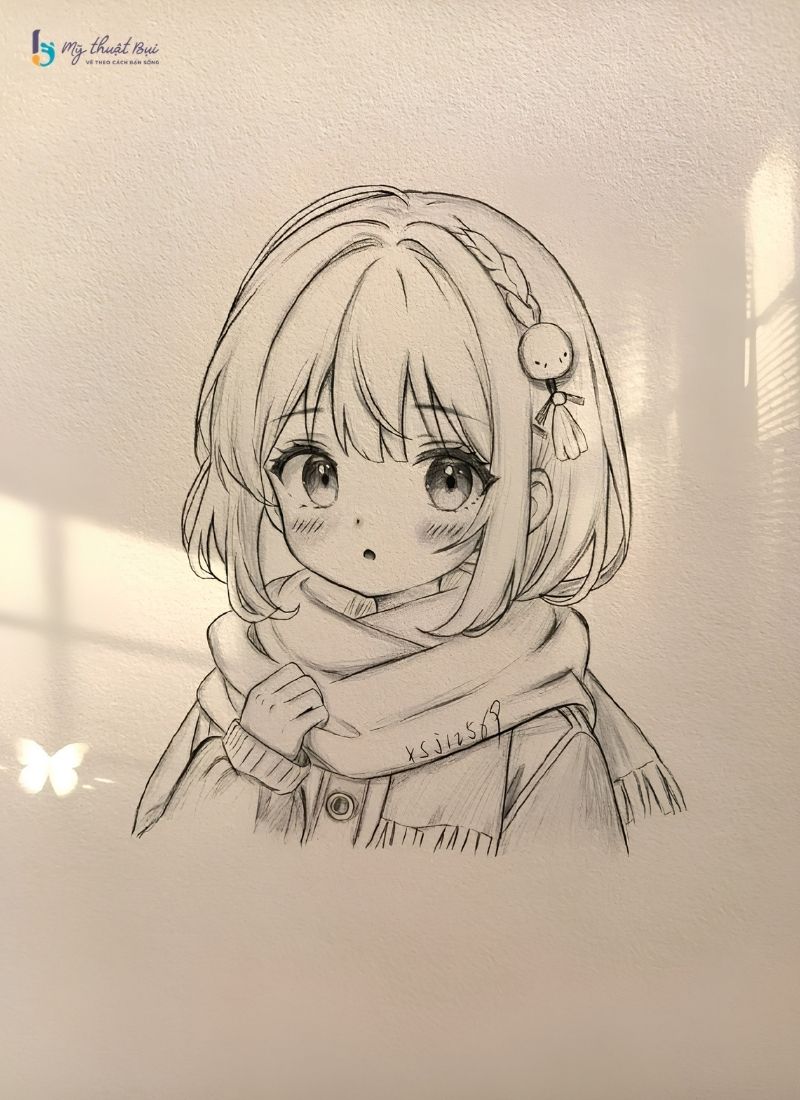 Hình vẽ anime nữ đơn giản