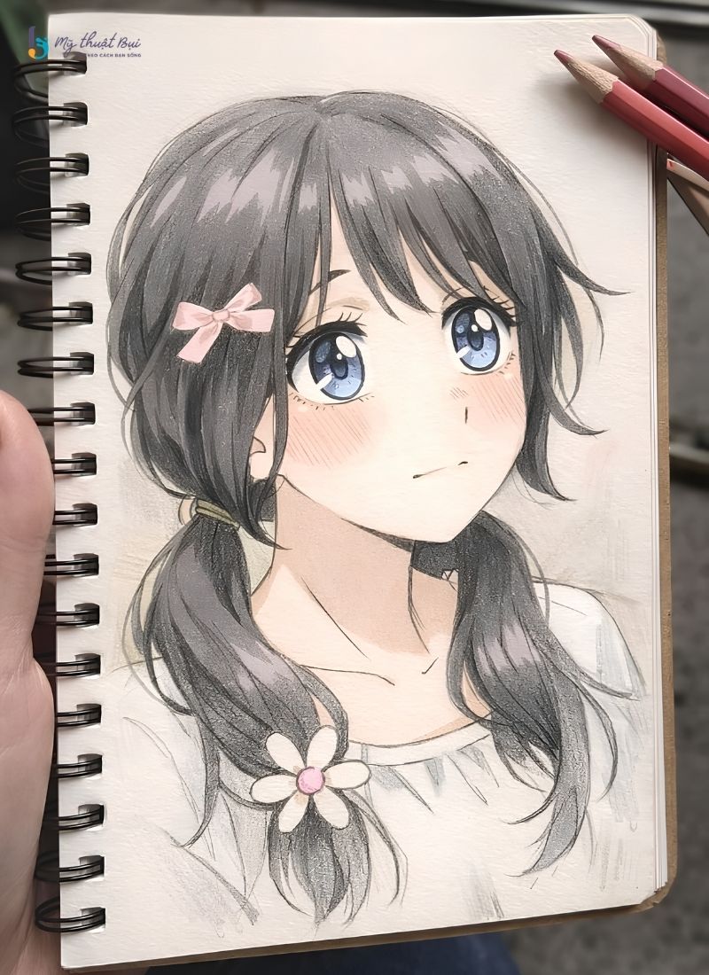 Hình vẽ anime nữ đơn giản