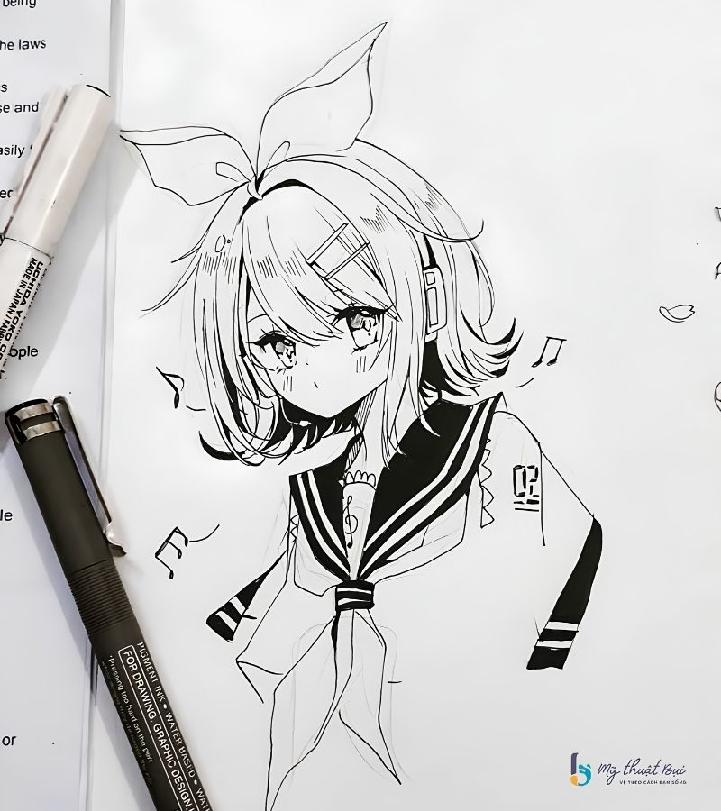Hình vẽ anime nữ đơn giản