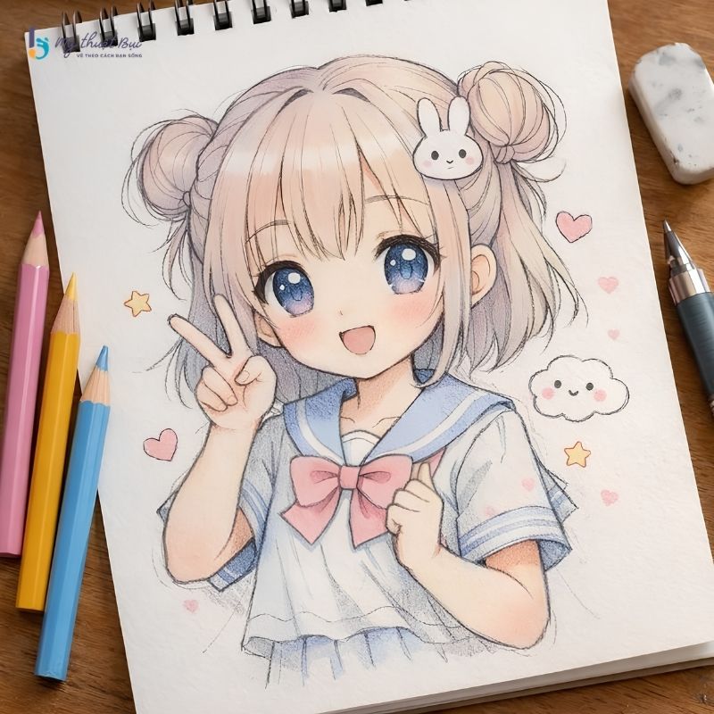 Tranh vẽ anime nữ đẹp