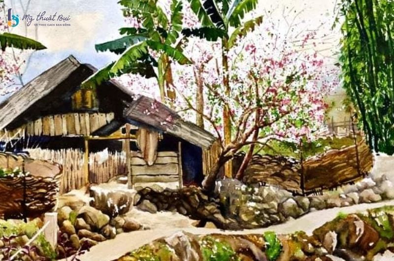 Tranh phong cảnh hoa ở quê hương