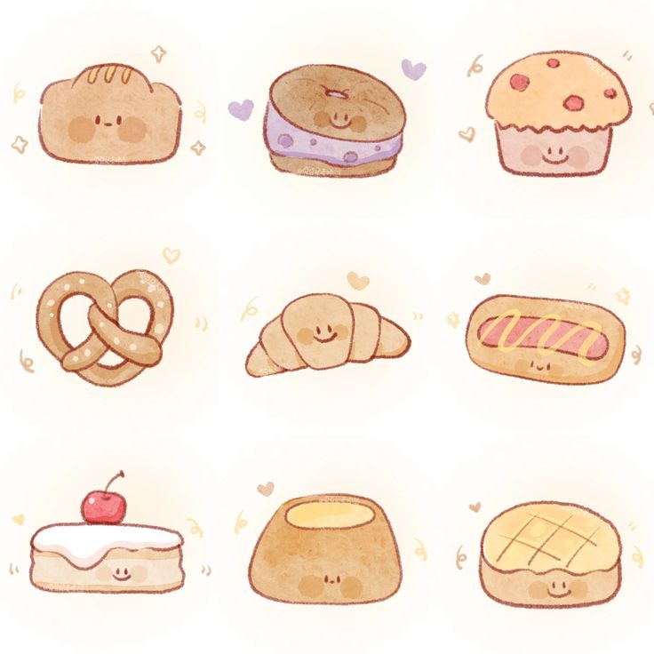 Hình vẽ đồ ăn cute đơn giản