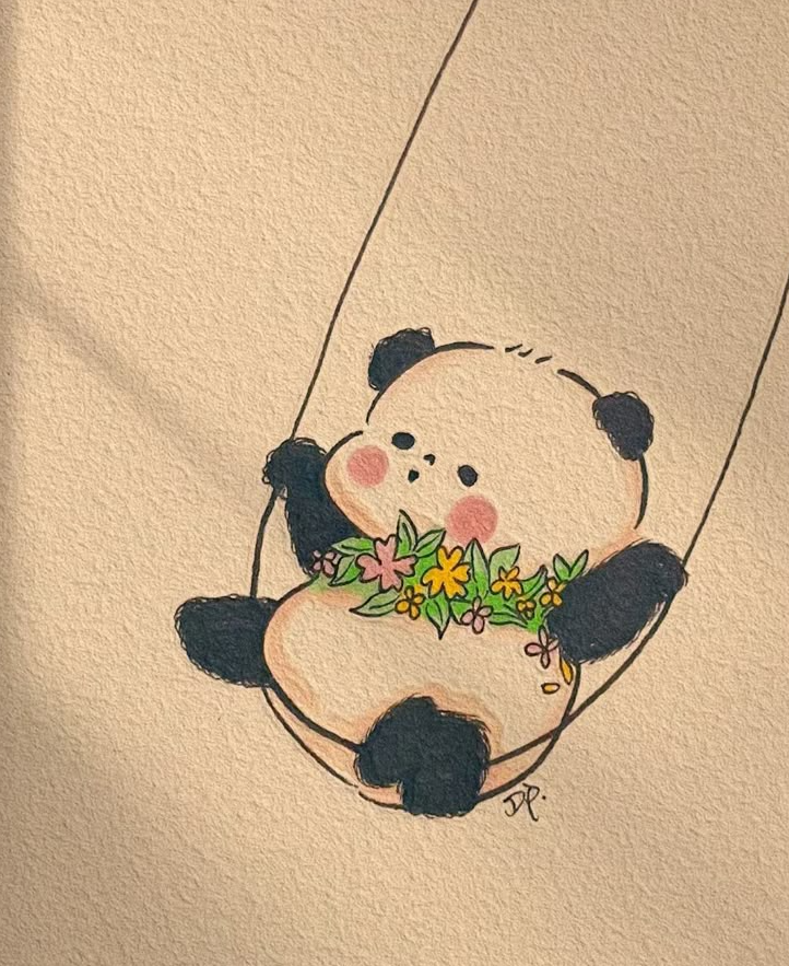 Hình vẽ gấu trúc cute dễ thương