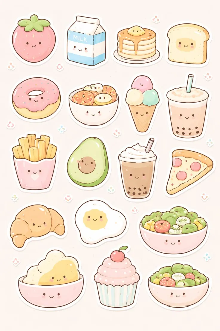 Hình vẽ đồ ăn cute dễ vẽ