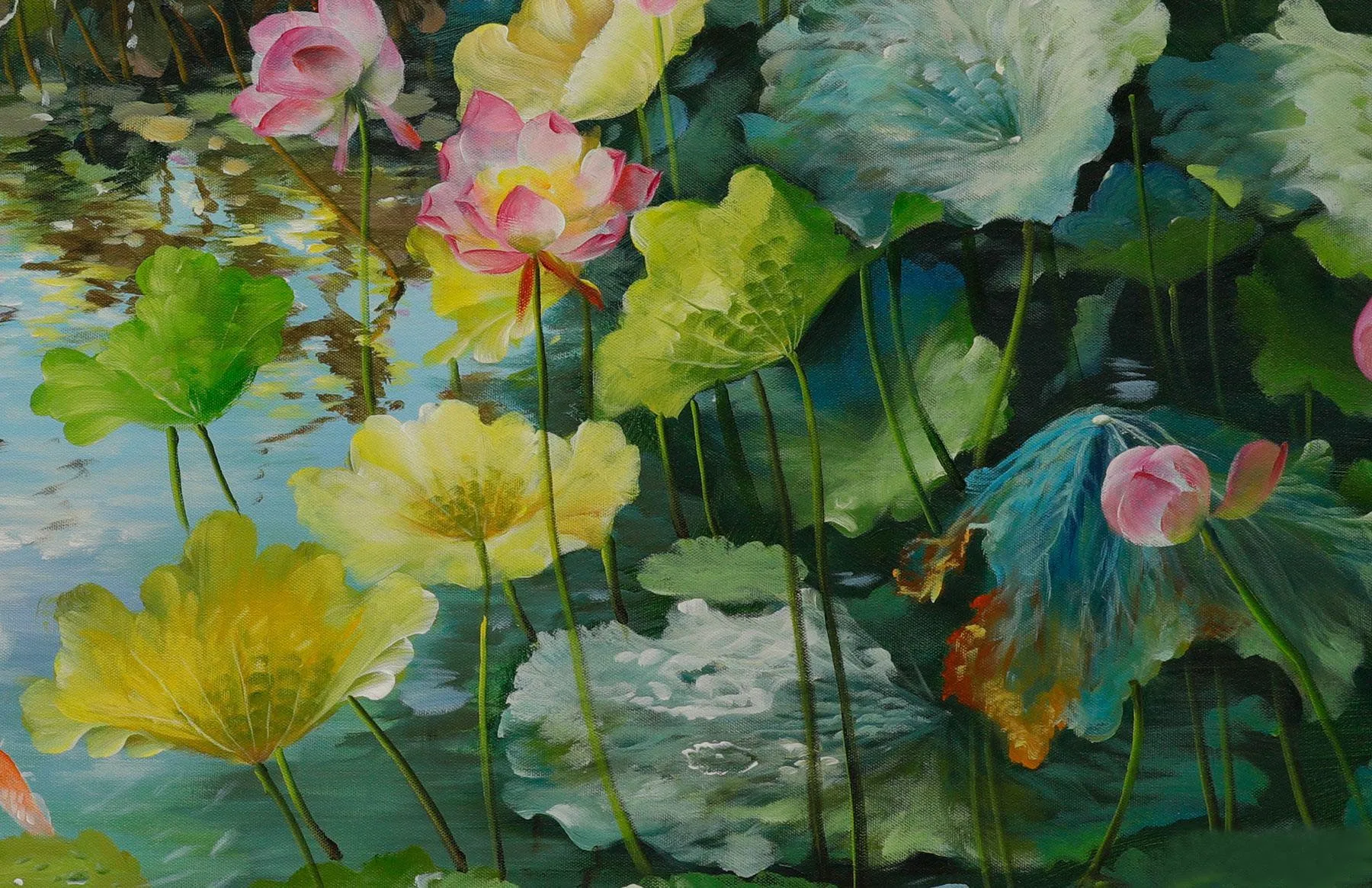 Tranh vẽ hoa sen bằng màu acrylic