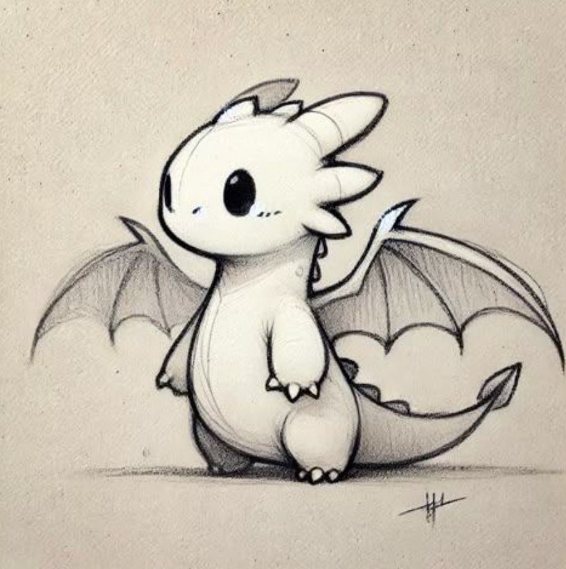Hình vẽ rồng cute dễ thương