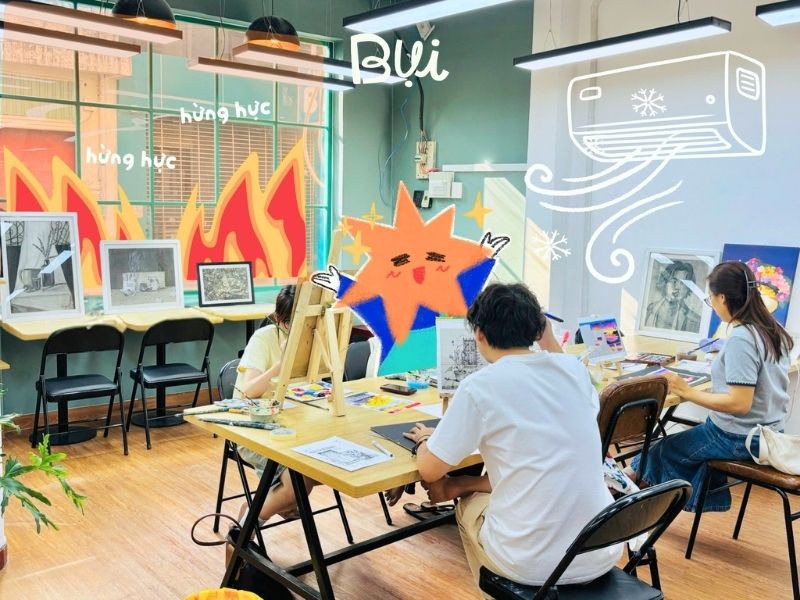 Không gian lớp học vẽ Phú Nhuận của Bụi nuôi dưỡng cảm hứng sáng tạo