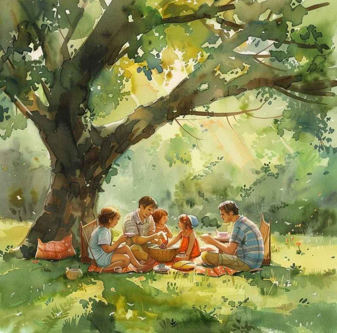 Tranh picnic dưới bóng cây Tranh picnic dưới bóng cây