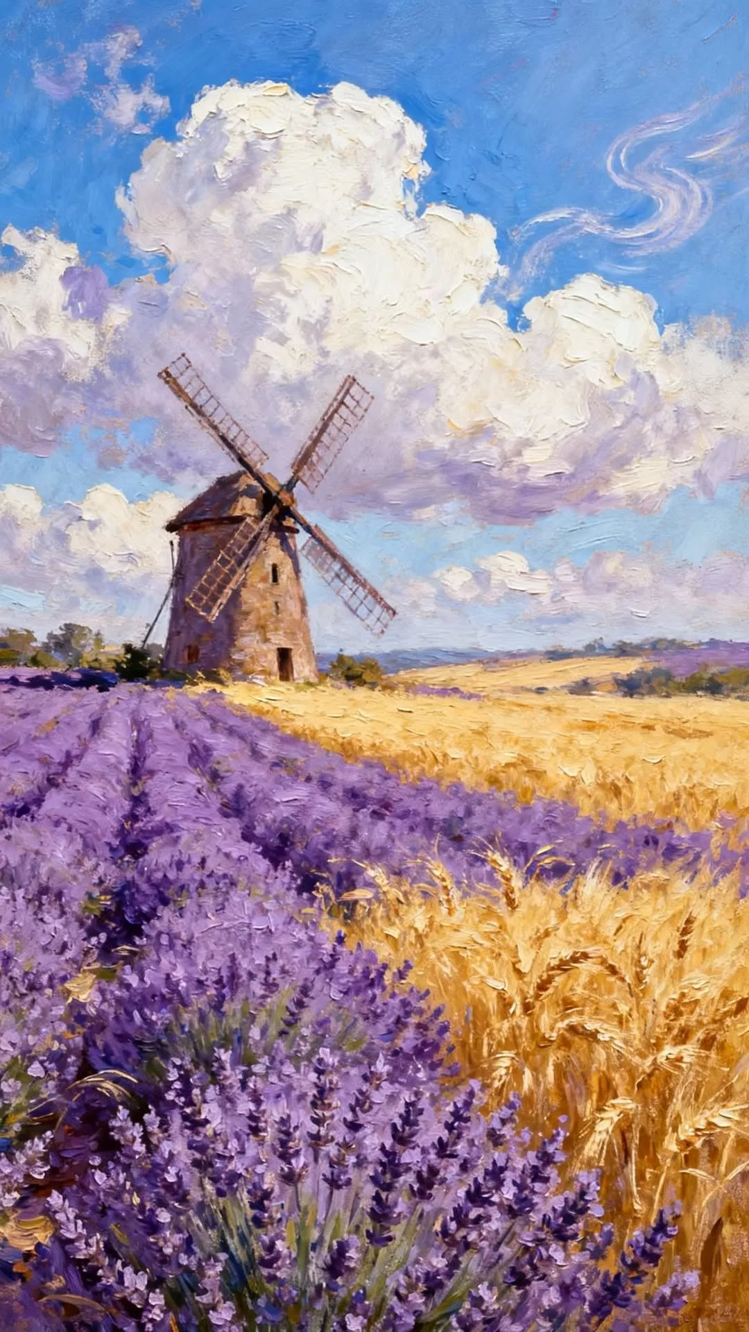 Ý tưởng vẽ tranh cánh đồng lavender Tranh phong cảnh thiên nhiên đơn giản, đẹp