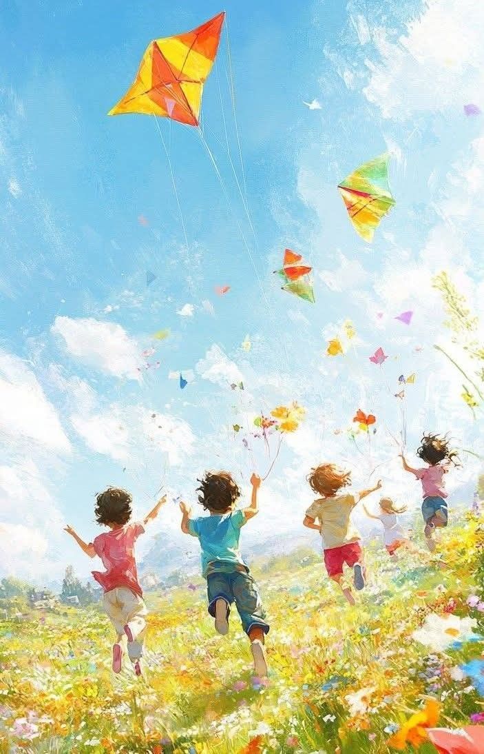 Tranh vẽ thả diều trên cánh đồng Tranh vẽ thả diều trên cánh đồng
