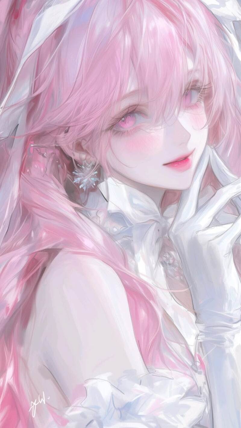 Hình ảnh Anime nữ đẹp, xinh gái tóc hồng
