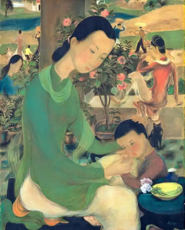 Bức tranh Đời sống gia đình của họa sĩ Lê Phổ 