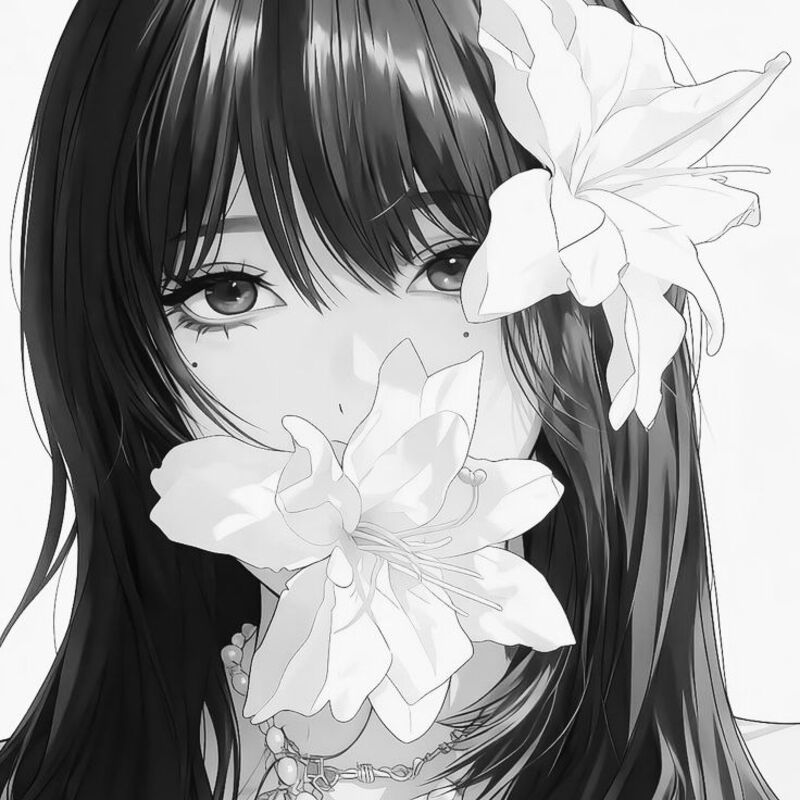 Ảnh Anime nữ trắng đen nghệ thuật