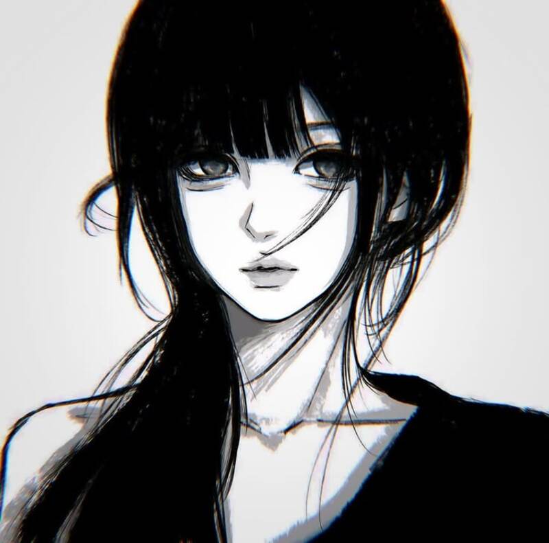 Ảnh Anime nữ trắng đen nghệ thuật