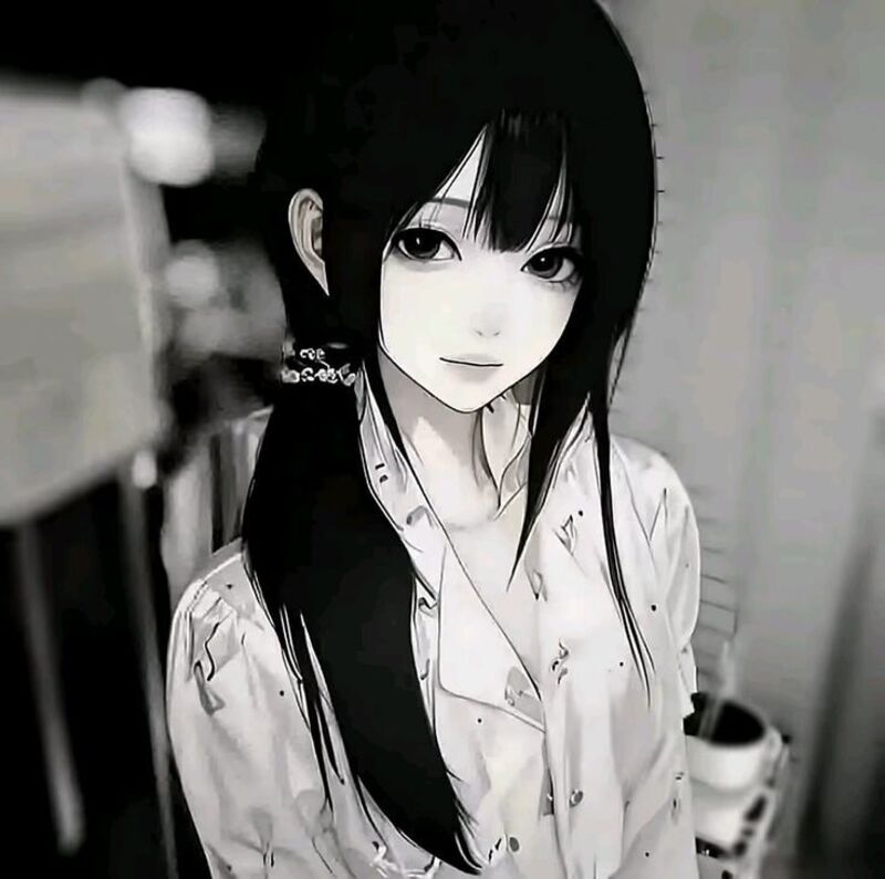 Ảnh Anime nữ trắng đen nghệ thuật