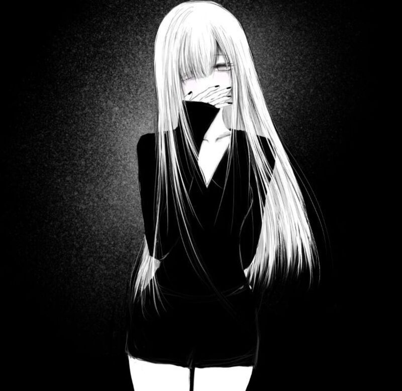 Ảnh Anime nữ trắng đen nghệ thuật