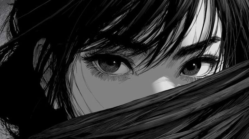 Ảnh Anime nữ trắng đen nghệ thuật