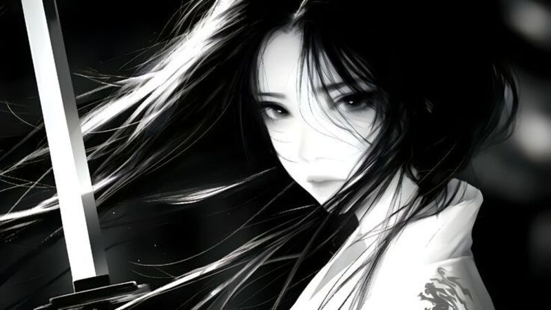 Ảnh Anime nữ trắng đen nghệ thuật