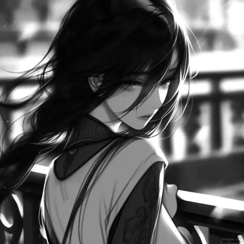 Ảnh Anime nữ trắng đen nghệ thuật