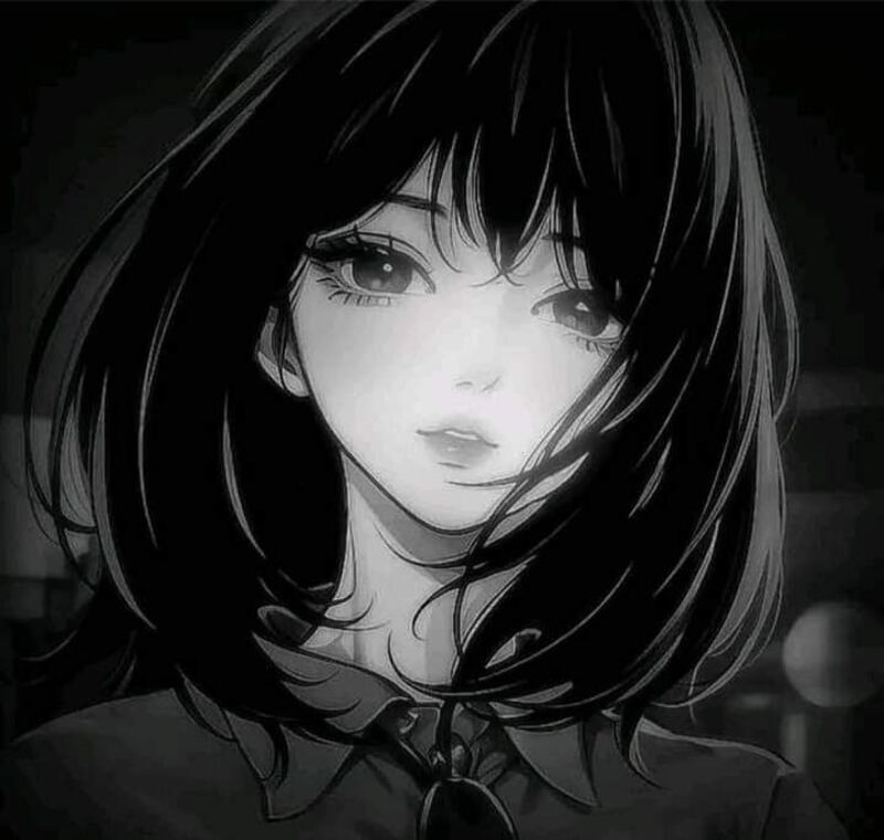 Ảnh Anime nữ trắng đen nghệ thuật