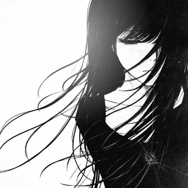 Ảnh Anime nữ trắng đen nghệ thuật
