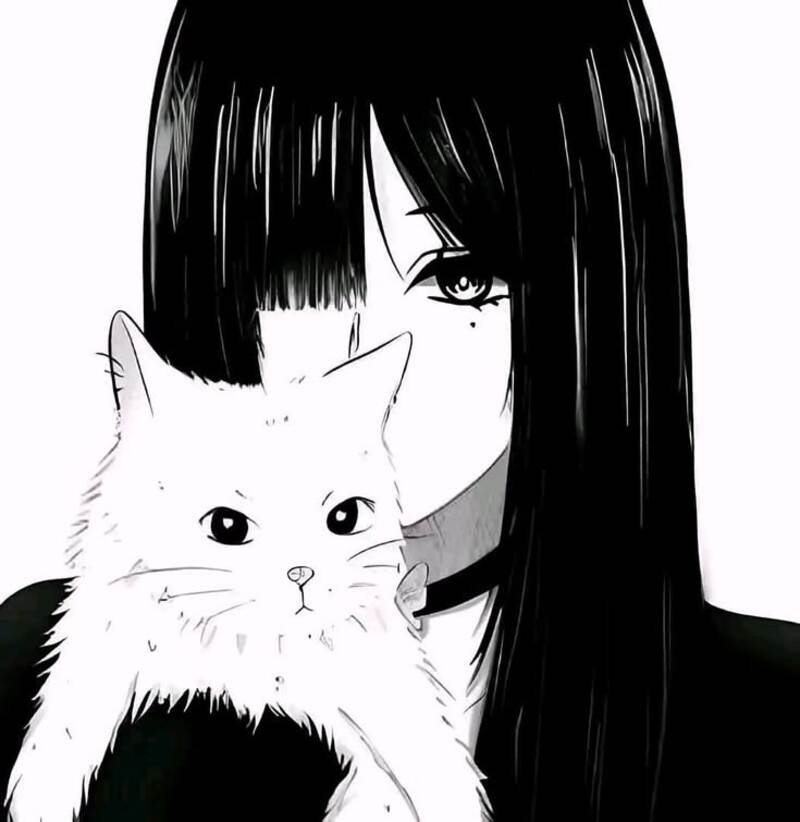 Ảnh Anime nữ trắng đen nghệ thuật