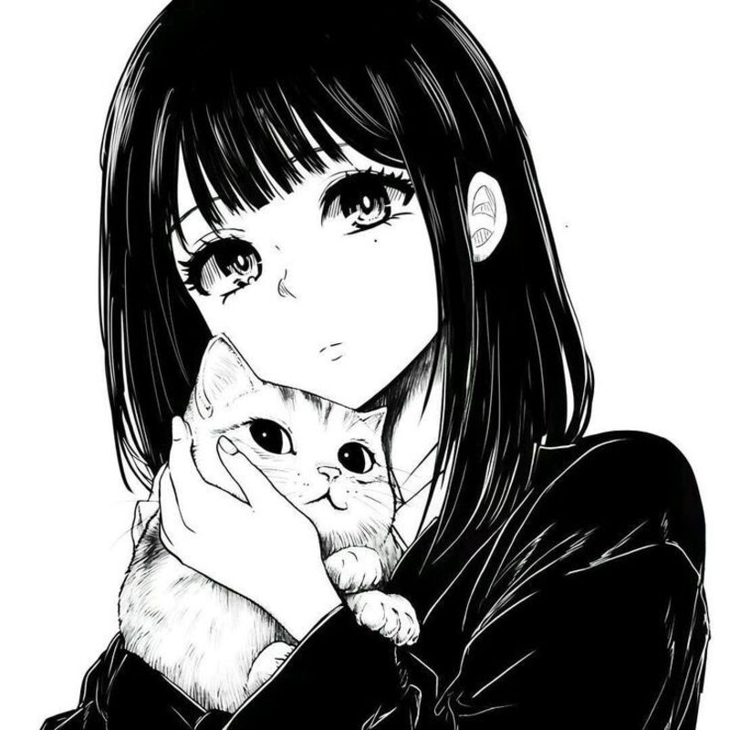 Ảnh Anime nữ trắng đen nghệ thuật