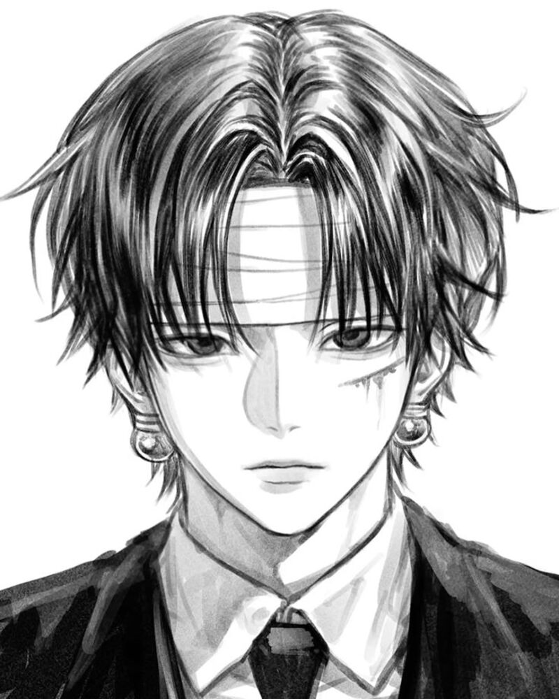 Ảnh Anime nam trắng đen nghệ thuật
