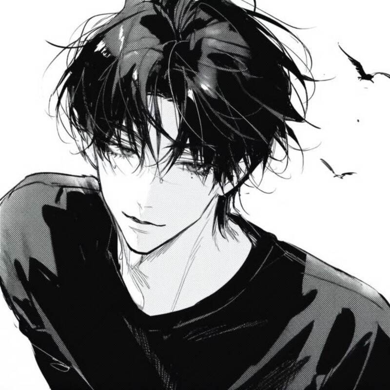 Ảnh Anime nam trắng đen nghệ thuật