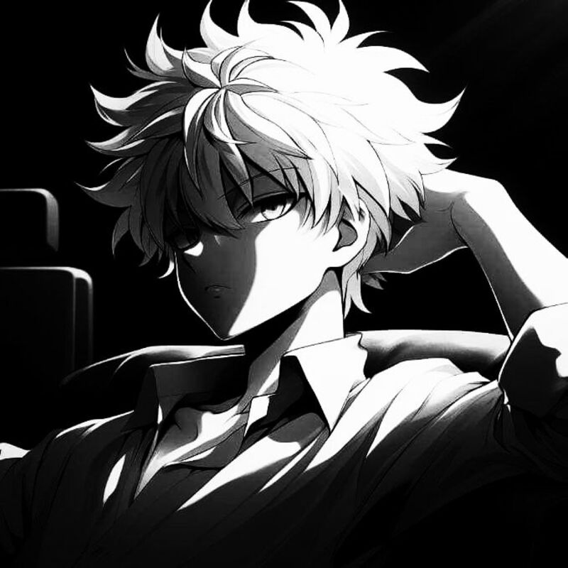 Ảnh Anime nam trắng đen nghệ thuật