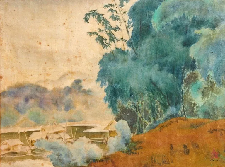 Tranh Bên bờ sông - By the River của họa sĩ Nguyễn Tường Lân