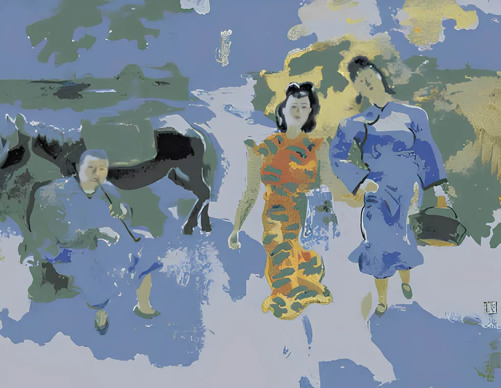 Tranh Chợ miền núi của họa sĩ Nguyễn Tường Lân