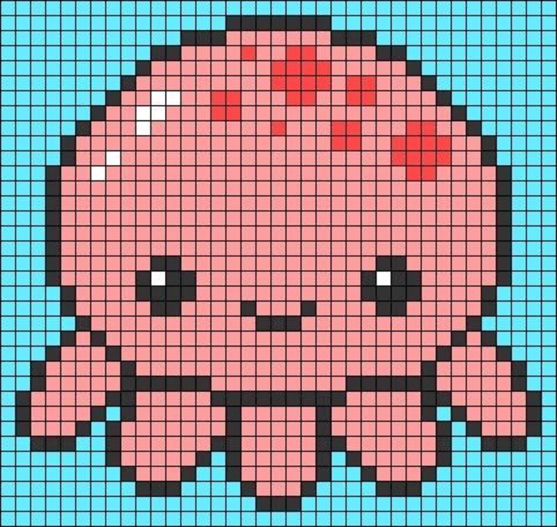 Tranh pixel con bạch tuộc