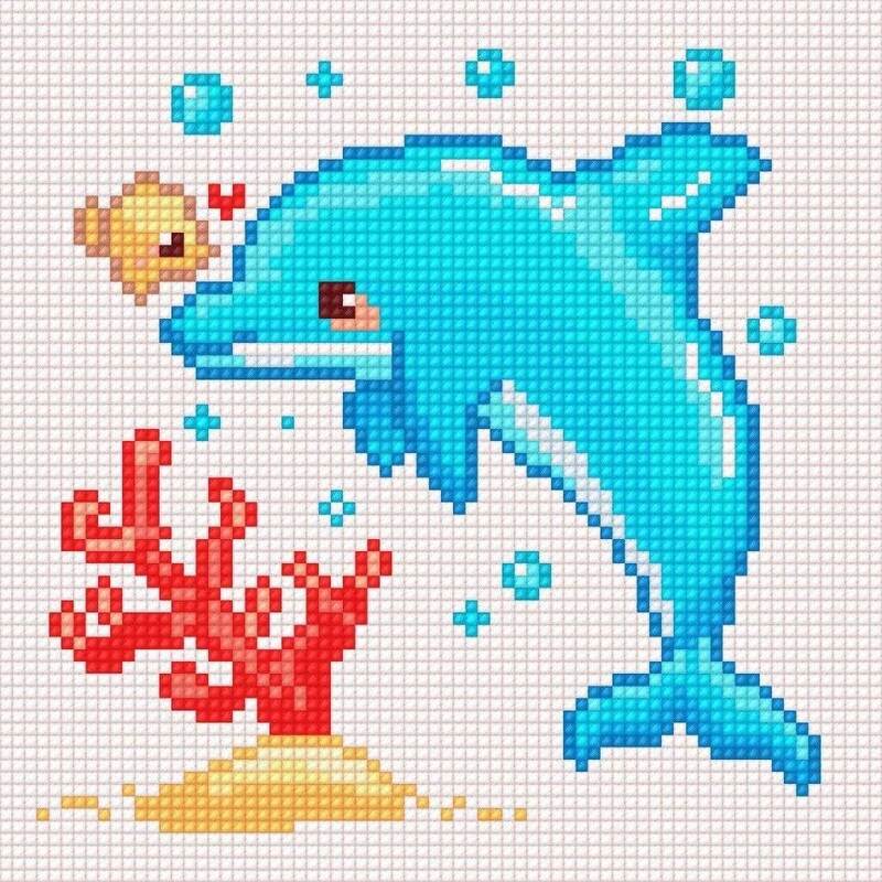 Tranh pixel con cá heo