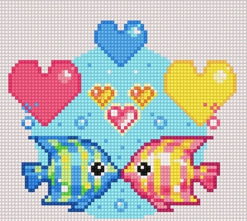 Tranh pixel con cá