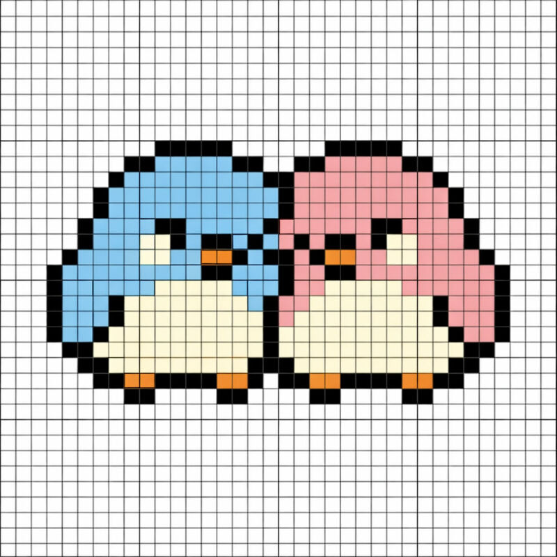 Tranh pixel con chim mini cute