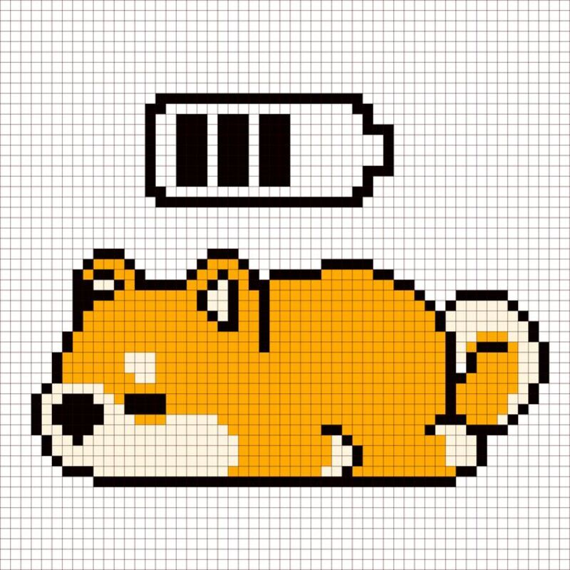 Tranh pixel con chó corgi lười