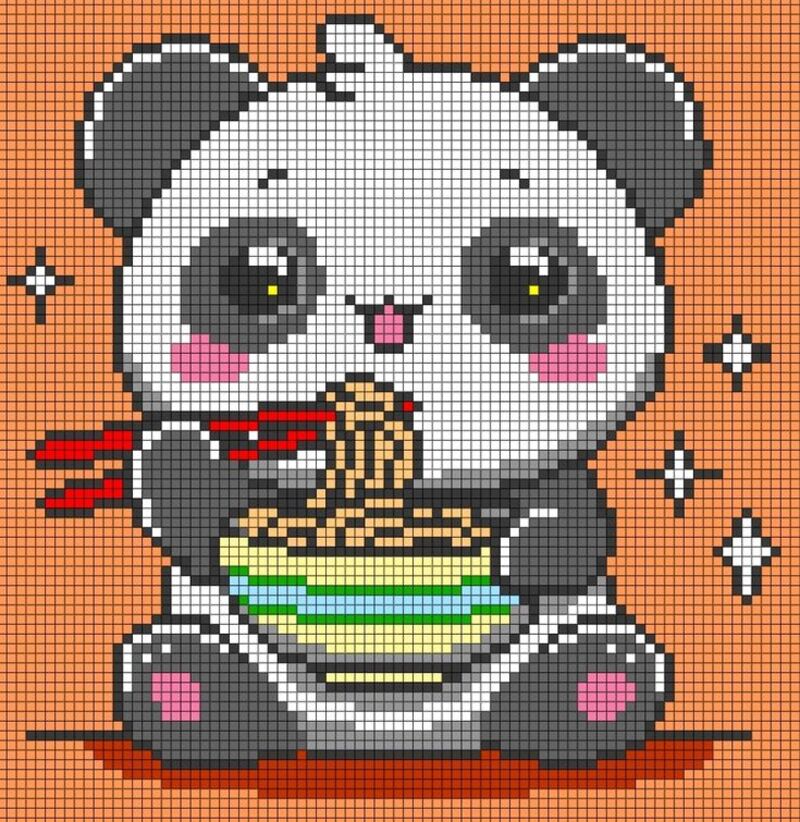 Tranh pixel con gấu trúc