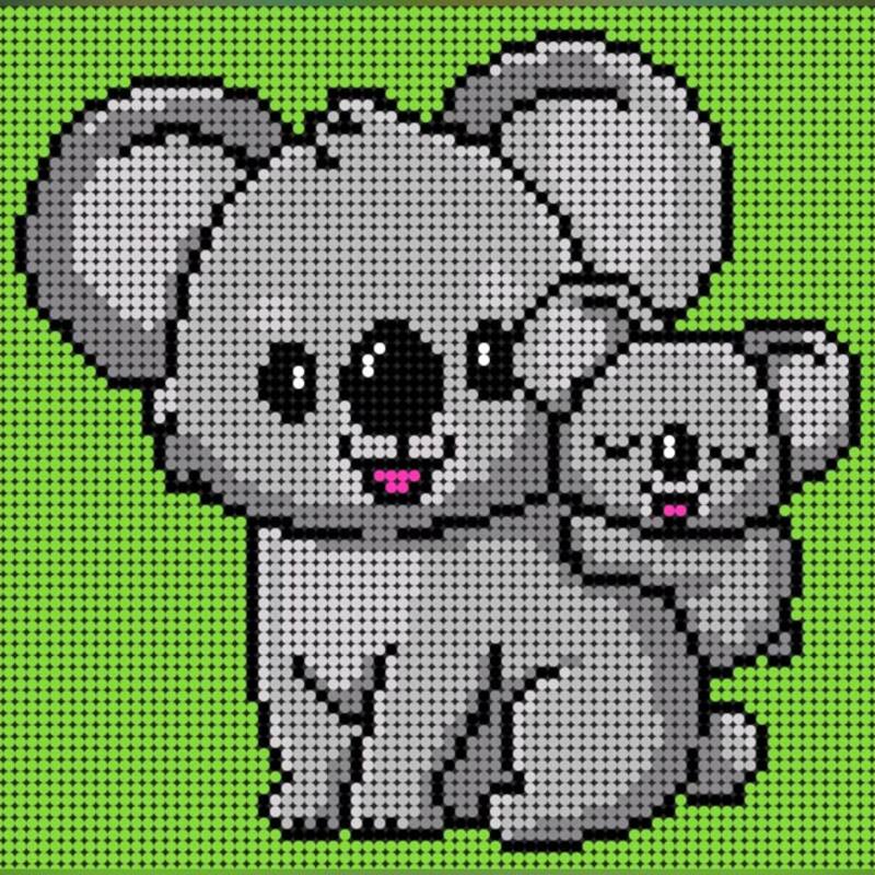 Tranh pixel con gấu túi