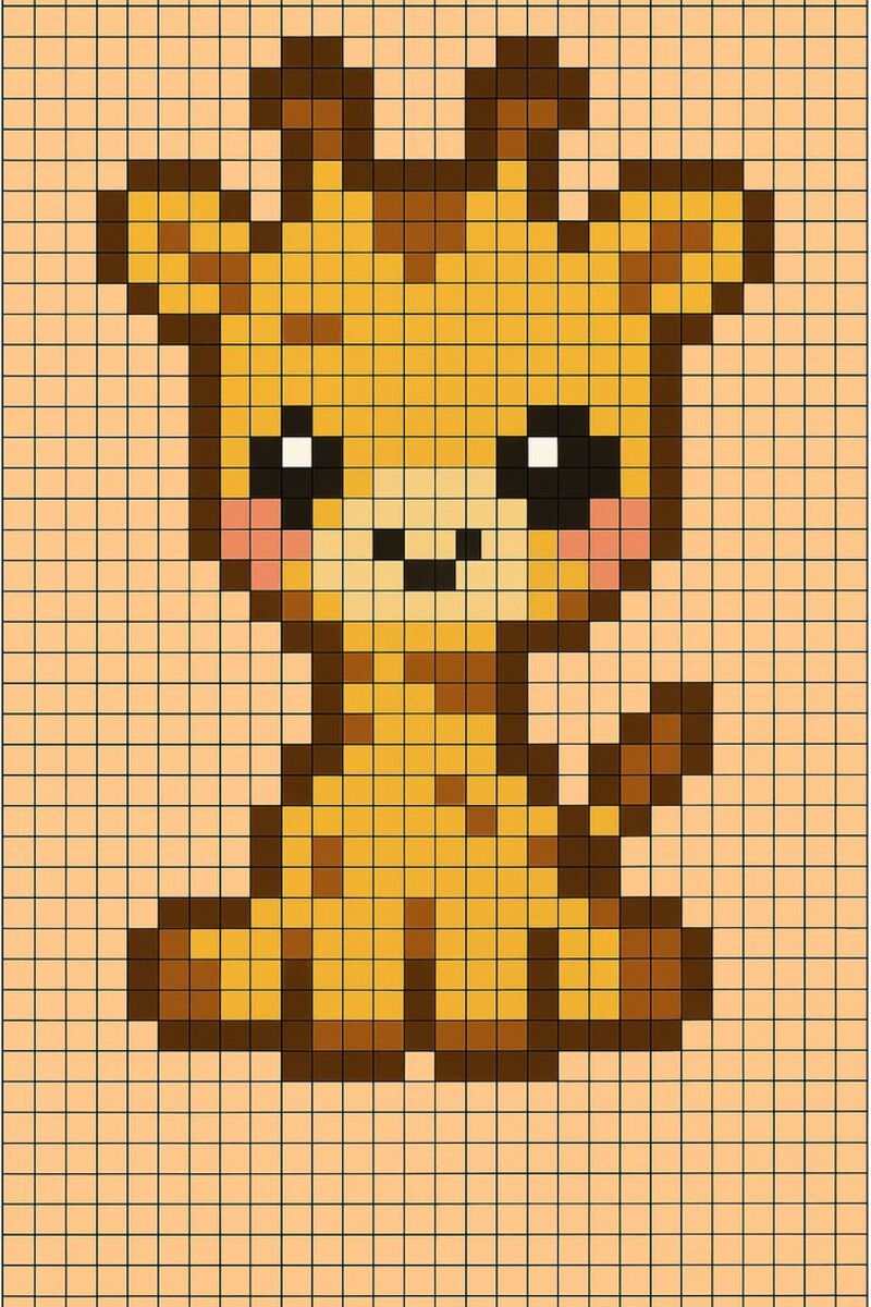 Tranh pixel con hưu cao cổ
