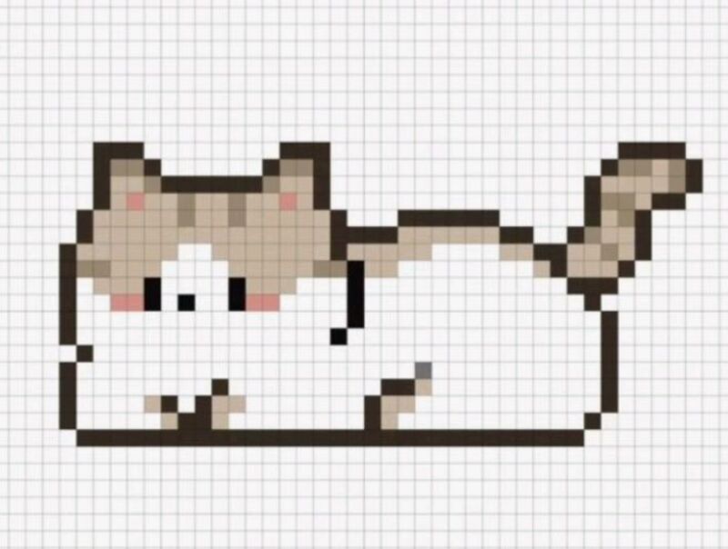 Tranh pixel con mèo đang nằm