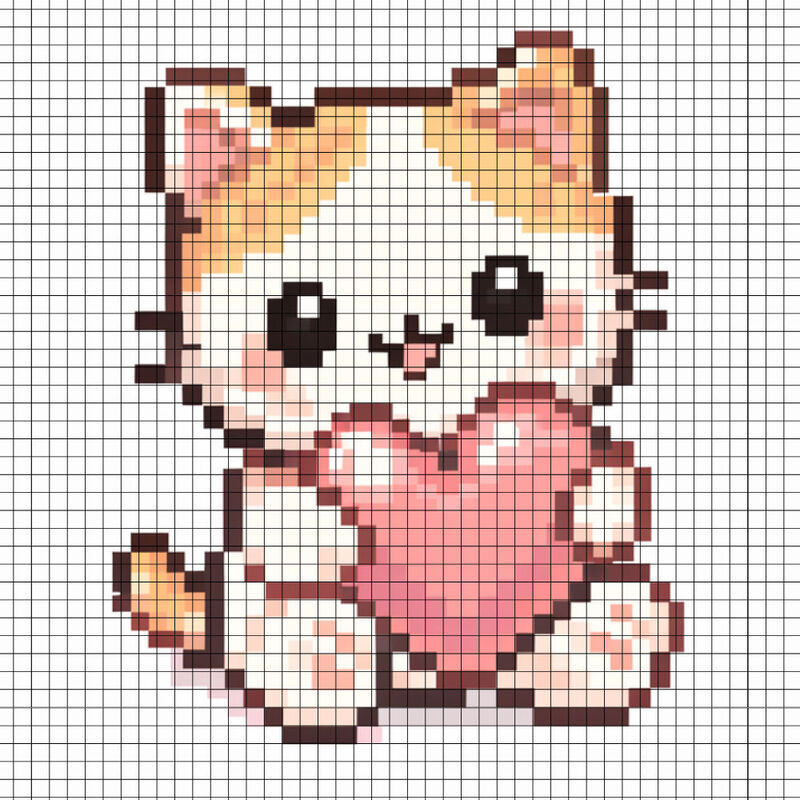 Tranh pixel con mèo