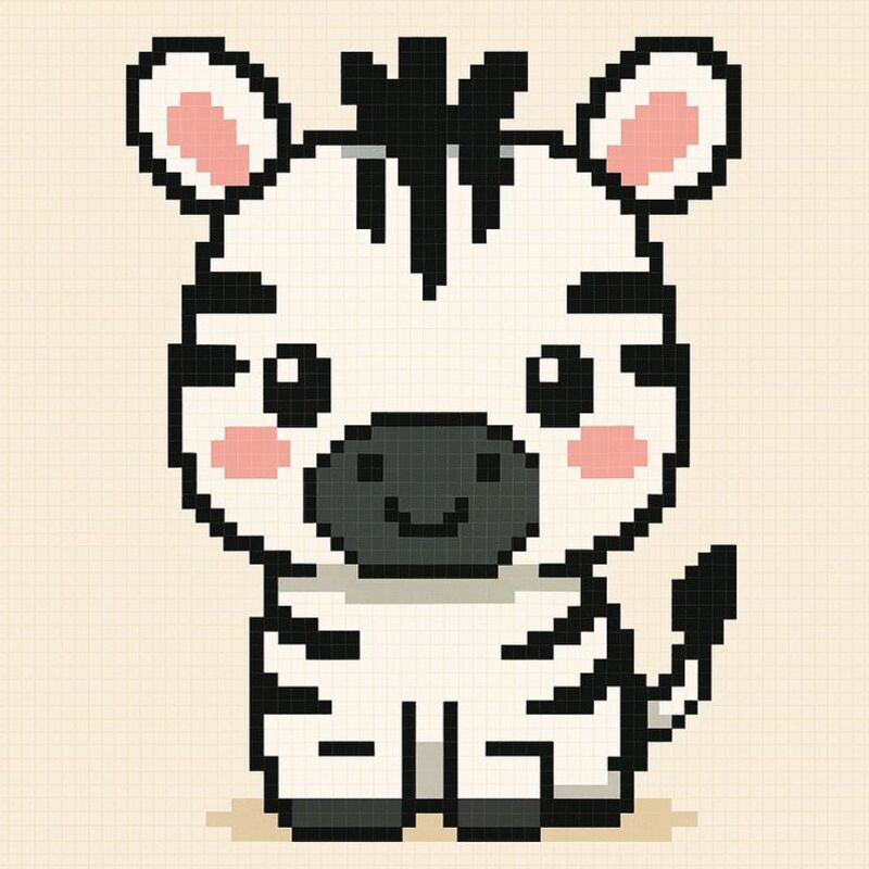 Tranh pixel con ngựa vằn